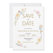ミニマリズムと花Save The Date招待状