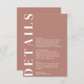 ミニマリズムな結婚式の詳細案内 エンクロージャーカード (正面/裏面)