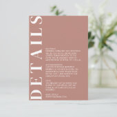 ミニマリズムな結婚式の詳細案内 エンクロージャーカード (スタンド正面)