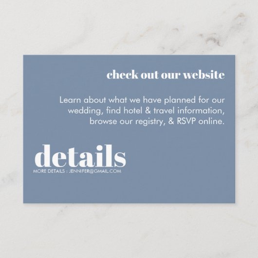 ミニマリズムな結婚式の詳細案内 エンクロージャーカード (正面)
