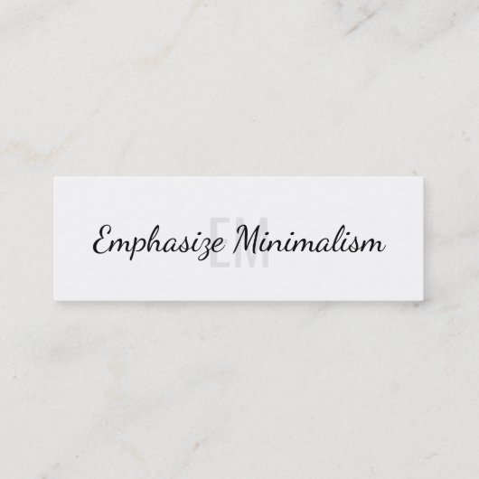 ミニマリズムのイニシャルをシンプル強調する スキニー名刺 (裏面)