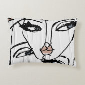 ミニマリズムのラインアート・オブ・ウィメン顔 アクセントクッション (裏面)