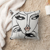 ミニマリズムのラインアート・オブ・ウィメン顔 クッション (ブランケット)