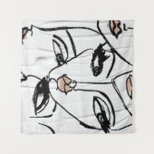 ミニマリズムのラインアート・オブ・ウィメン顔 タペストリー (正面(横))