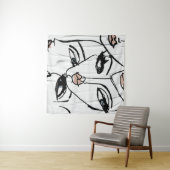 ミニマリズムのラインアート・オブ・ウィメン顔 タペストリー (インサイチュ(横))