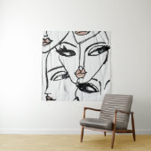 ミニマリズムのラインアート・オブ・ウィメン顔 タペストリー (インサイチュ)