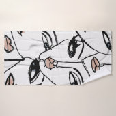 ミニマリズムのラインアート・オブ・ウィメン顔 バスタオル (バスタオル)