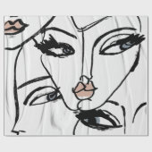 ミニマリズムのラインアート・オブ・ウィメン顔 ラッピングペーパー (フラット)