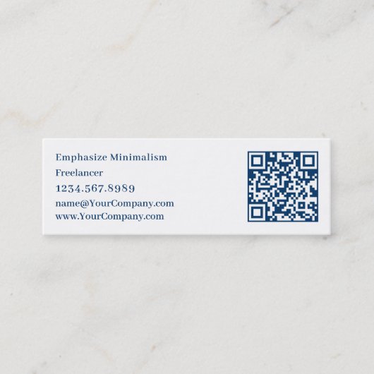 ミニマリズムを強調シンプルイニシャルブルー スキニー名刺 (正面)