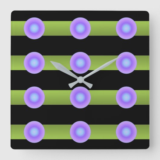 ミニマリズムアヴァンガルドライムグリーン&インディゴ スクエア壁時計 (正面)