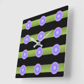 ミニマリズムアヴァンガルドライムグリーン&インディゴ スクエア壁時計 (傾斜)