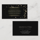 ミニマリズムイベントプランナーブラックフレーム金ゴールドスパークリー 名刺 (正面/裏面)