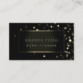 ミニマリズムイベントプランナーブラックフレーム金ゴールドスパークリー 名刺 (正面)
