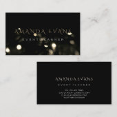 ミニマリズムイベントプランナーブラックライトズ金ゴールドスパークリー 名刺 (正面/裏面)