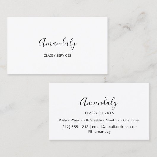 ミニマリズムエレガントスクリプトメイクアップ白黒 名刺 (正面/裏面)