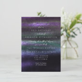 ミニマリズムグラデーションティール（緑がかった色）パープルネイビートロピカルグリーン 招待状 (スタンド正面)