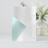 ミニマリズムファッションイベントメタリックアクアティファニー 招待状 (スタンド正面)