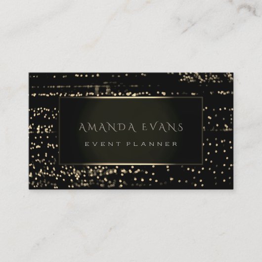 ミニマリズムファッションブラックフレーム金ゴールドストライプルクス 名刺 (正面)