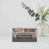 ミニマリズム古代の城石壁グレーの長方形 名刺 (スタンド正面)