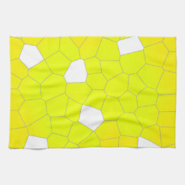 ミニマリズム抽象芸術アートイエローグレーホワイトセル キッチンタオル