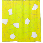 ミニマリズム抽象芸術アートイエローグレーホワイトセル シャワーカーテン (正面)