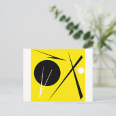 ミニマリズム抽象芸術アートパターンブラックイエローホワイト ポストカード (スタンド正面)