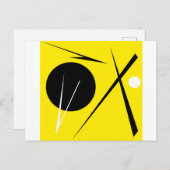 ミニマリズム抽象芸術アートパターンブラックイエローホワイト ポストカード (正面/裏面)