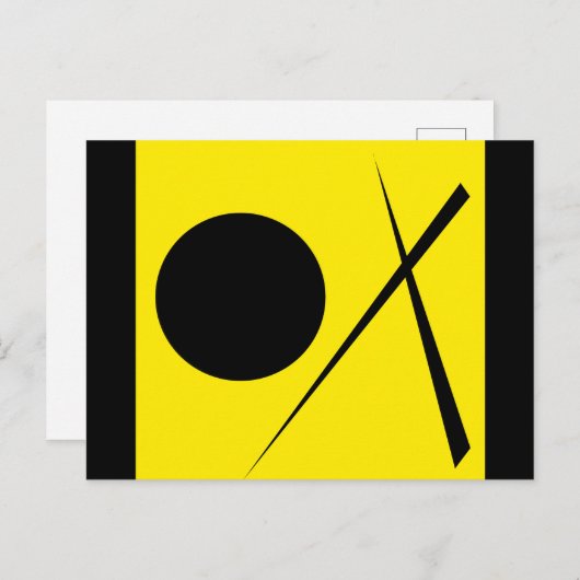 ミニマリズム抽象芸術アートパターンブラックイエロー ポストカード (正面/裏面)