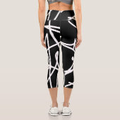 ミニマリズム抽象芸術アートパターン白黒 カプリレギンス (裏面)
