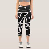 ミニマリズム抽象芸術アートパターン白黒 カプリレギンス (正面)