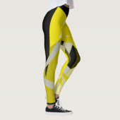 ミニマリズム抽象芸術アートパターン黒黄白 レギンス (右)