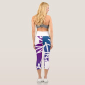 ミニマリズム抽象芸術アートパープルとホワイト カプリレギンス (裏面)