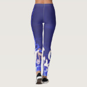 ミニマリズム抽象芸術アートブルーホワイトハンドスケッチ レギンス (裏面)