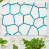 ミニマリズム抽象芸術アート淡い色のターコイズホワイトセル キッチンタオル (折り畳み)