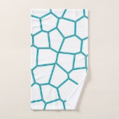 ミニマリズム抽象芸術アート淡い色のターコイズホワイトセル バスタオルセット (ハンドタオル)