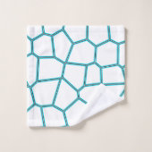 ミニマリズム抽象芸術アート淡い色のターコイズホワイトセル バスタオルセット (ウォッシュタオル)