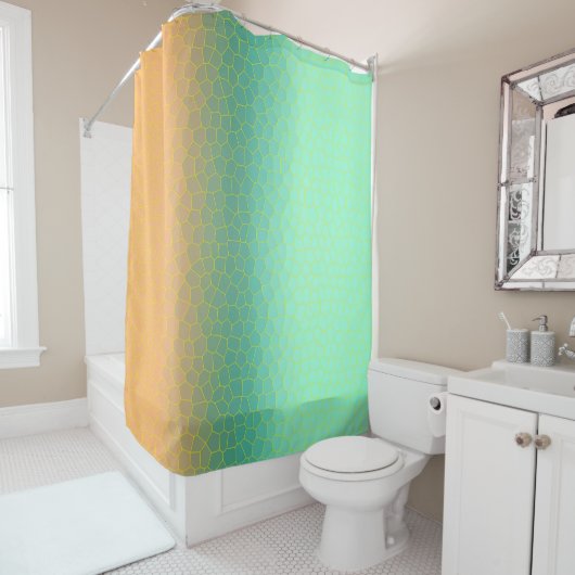 ミニマリズム抽象芸術アー淡い色のトターコイズグリーンコーラル シャワーカーテン (インサイチュ)