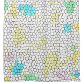 ミニマリズム抽象芸術淡い色のアートパステルセル シャワーカーテン (正面)