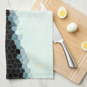 ミニマリズム抽象芸術淡い色のアートピンクブルーブラック キッチンタオル (四つ折り)