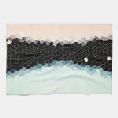 ミニマリズム抽象芸術淡い色のアートピンクブルーブラック キッチンタオル (横)