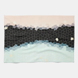 ミニマリズム抽象芸術淡い色のアートピンクブルーブラック キッチンタオル