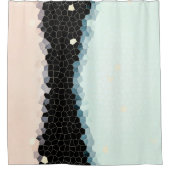 ミニマリズム抽象芸術淡い色のアートピンクブルーブラック シャワーカーテン (正面)