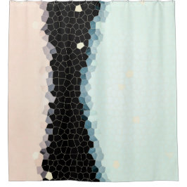 ミニマリズム抽象芸術淡い色のアートピンクブルーブラック シャワーカーテン