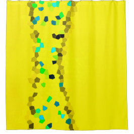 ミニマリズム抽象芸術淡い色のアートブルーブラックイエロー シャワーカーテン