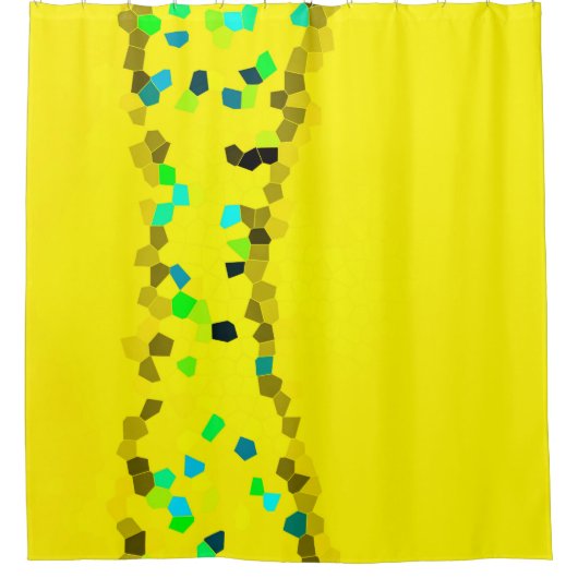 ミニマリズム抽象芸術淡い色のアートブルーブラックイエロー シャワーカーテン (正面)