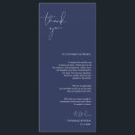 ミニマリズム海軍のスクリプトプレイスセッティングサンキュー プログラム<br><div class="desc">(すべての色はカスタマイズ可能)モダンミニマリズムのスクリプトの場所の設定サンキューカード。共有の愛と感謝を示すゲストは、彼らが自分の席に座る読とこパーソナライズされたの場所の設魅力的定サンキューカード。特別な日のお祝いを始める素晴らしい方法だ!詳しいデザインとインスピレーションについては、当社のウェブサイトをご覧ください: www.zazzle.com/teeshaderrick #TeeshaDerrick</div>