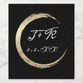 ミニマリズム白黒金ゴールドイニシャルモノグラムルクス ワインラベル (シングルラベル)