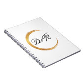 ミニマリズム白黒金ゴールドイニシャルモノグラム名 ノートブック (右側)