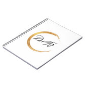 ミニマリズム白黒金ゴールドイニシャルモノグラム名 ノートブック (左側)