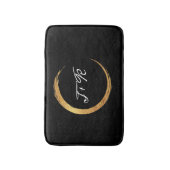 ミニマリズム白黒金ゴールドリングや輪イニシャルモノグラム バスマット (正面縦)